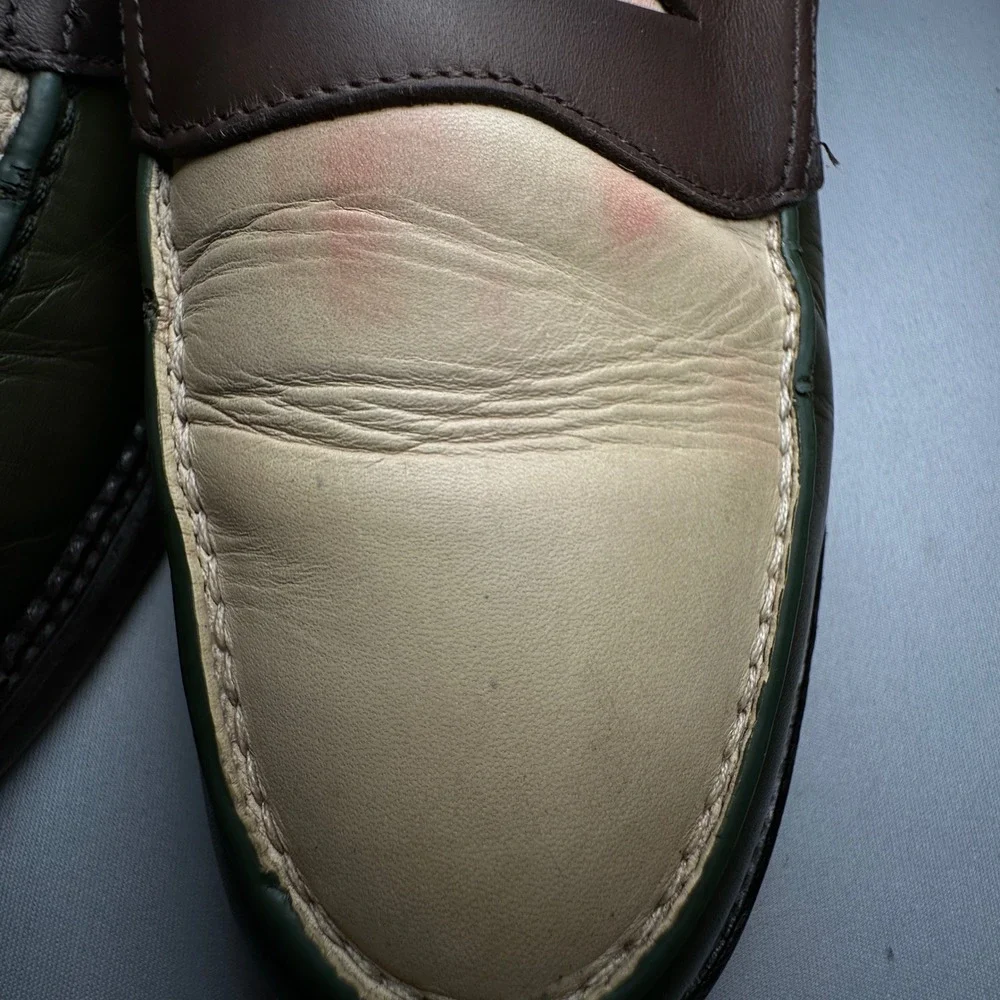 Aime Leon Dore Mens‎ Penny Loafers US 7.5 EU 40 Green Tan Leather Made in Italy